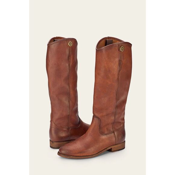 EUC WORN ONCE Frye Women's Melissa Button Riding Boots in Cognac Brown Size 6 - Picture 3 of 15